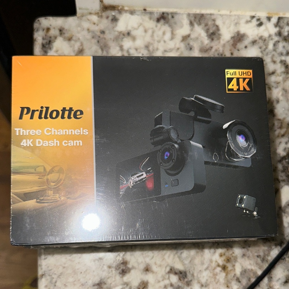 Black 4K Dash Cam with Three Channels